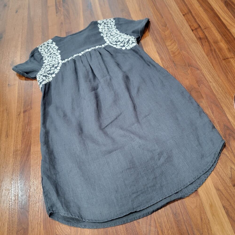Ann Taylor LOFT Embroidered Split Neck 100% Linen Dress Size Small - Picture 2 of 9